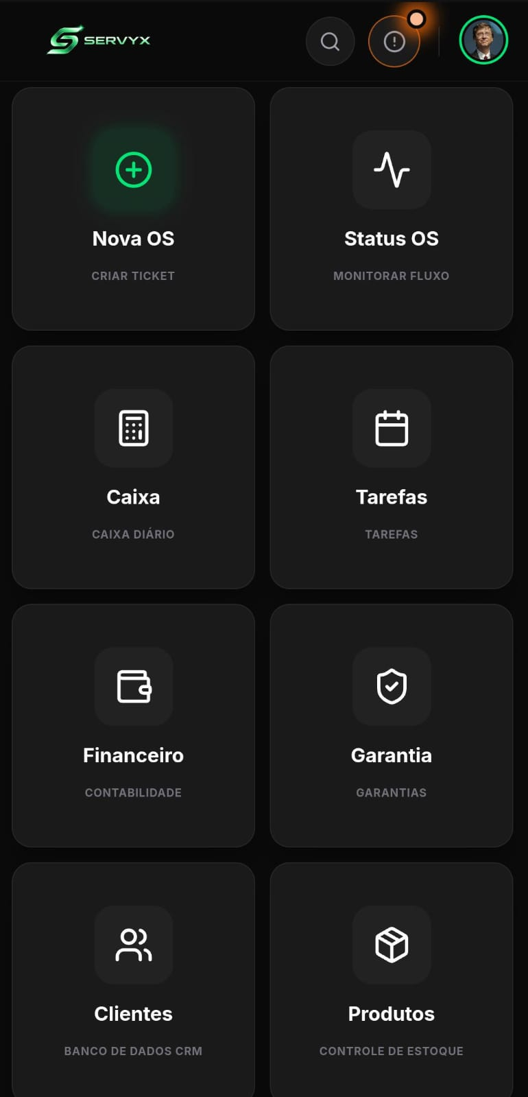 Servyx no Celular